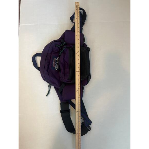 Vintage 90s Jansport Fanny Pack Made in USA Hip Waist Bag 1990's Black & Purple - Picture 9 of 13